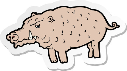 sticker of a cartoon hog