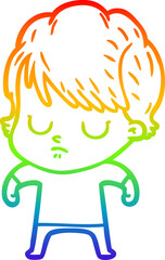 rainbow gradient line drawing cartoon woman