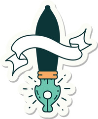 sticker of tattoo style fountain pen