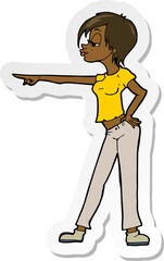 sticker of a cartoon woman pointing