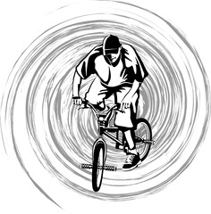 grunge ilustration of BMX biker. 