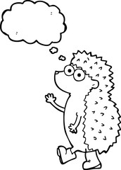 cute thought bubble cartoon hedgehog