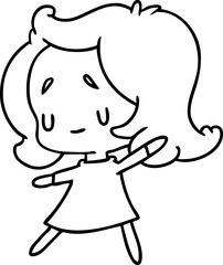 line drawing of a cute kawaii girl