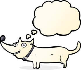 cartoon happy dog with thought bubble