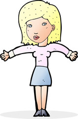 cartoon woman shrugging shoulders