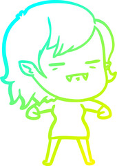 cold gradient line drawing cartoon undead vampire girl
