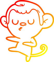 warm gradient line drawing cartoon monkey