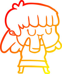 warm gradient line drawing cartoon woman laughing