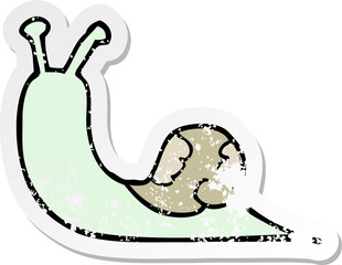 distressed sticker of a cartoon snail