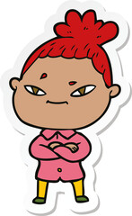 sticker of a cartoon woman