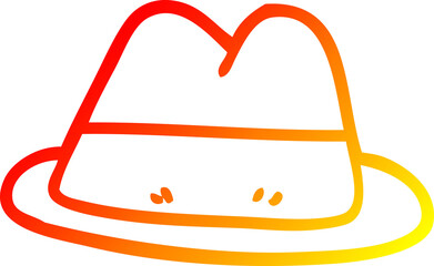 warm gradient line drawing cartoon hat