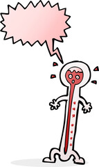 cartoon hot thermometer with speech bubble