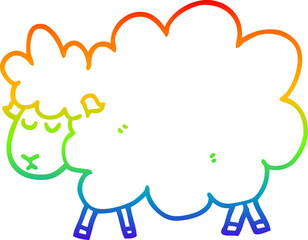 rainbow gradient line drawing cartoon sheep