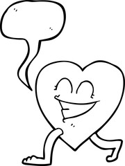 speech bubble cartoon walking heart