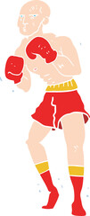 flat color illustration of a cartoon boxer