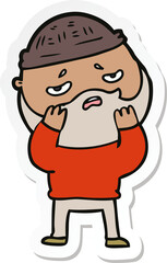 sticker of a cartoon worried man with beard