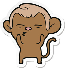 sticker of a cartoon suspicious monkey