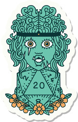 orc barbarian with natural twenty dice roll sticker