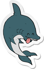 sticker of a funny cartoon shark