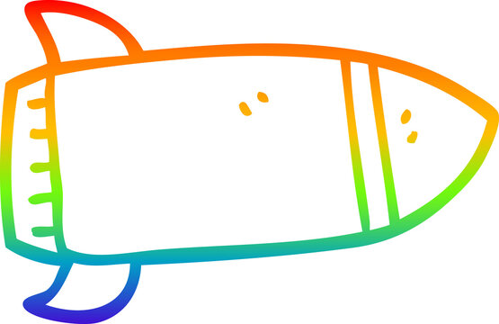 recommend clip art: rainbow gradient line drawing cartoon red rocket