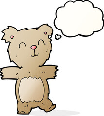 cartoon cute teddy bear with thought bubble