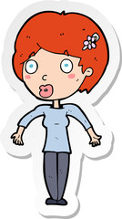 sticker of a cartoon shocked woman