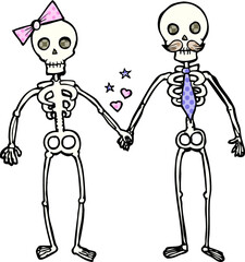 cartoon skeletons in love