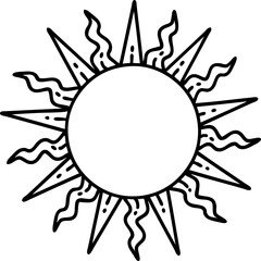 black line tattoo of a sun
