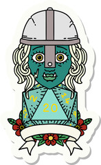 half orc fighter with natural twenty dice roll sticker