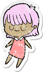 distressed sticker of a cartoon woman