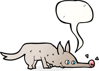 cartoon dog sniffing floor with speech bubble
