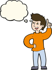cartoon man with idea with thought bubble