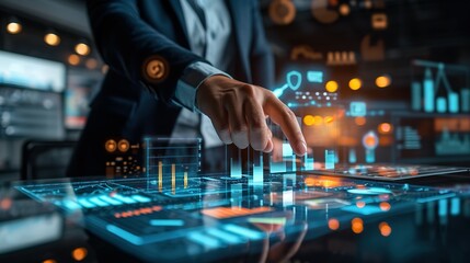 Business, Finance and Investment, data analysis concept. Businessman analysis calculates financial report and analyzing market data