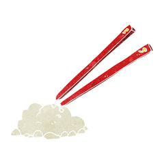 retro cartoon chopsticks and rice