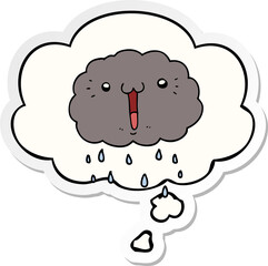 cartoon cloud and thought bubble as a printed sticker