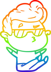 rainbow gradient line drawing cartoon cool guy
