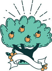 banner with tattoo style apple tree