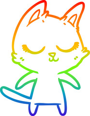 rainbow gradient line drawing calm cartoon cat