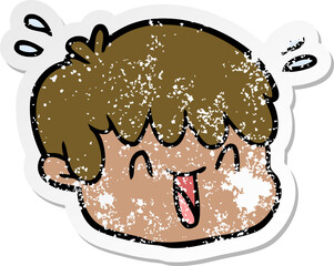 distressed sticker of a cartoon male face