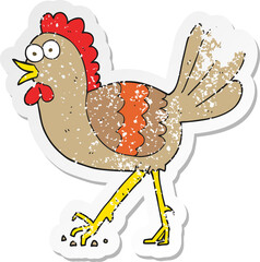retro distressed sticker of a cartoon chicken