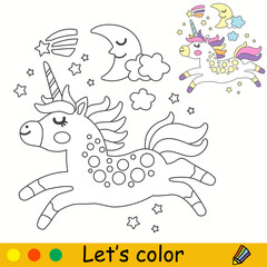 Lets color unicorn with wings kids coloring