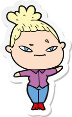 sticker of a cartoon woman