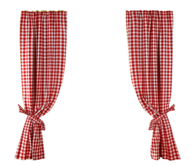 Red Plaid Kitchen Curtains. Interior Design Template. Front View. Ai Generative