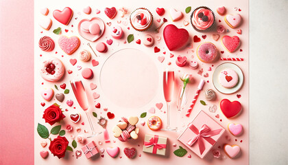 Valentine’s Day Delights background in pink tone