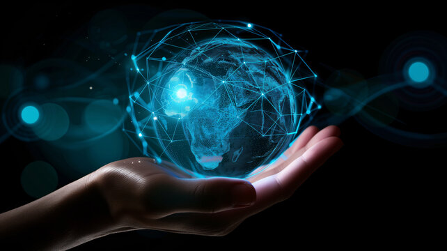 world connection globe in hands