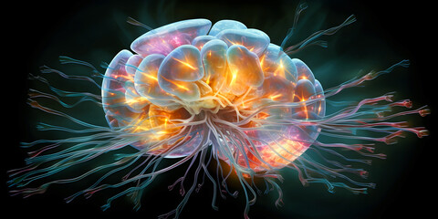 Obraz premium brain signal axon routes, ai generated.