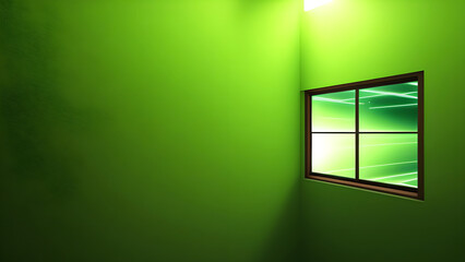 empty room with green window