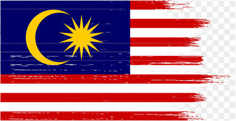 Malaysia flag with brush paint textured isolated  on png or transparent background. vector illustration