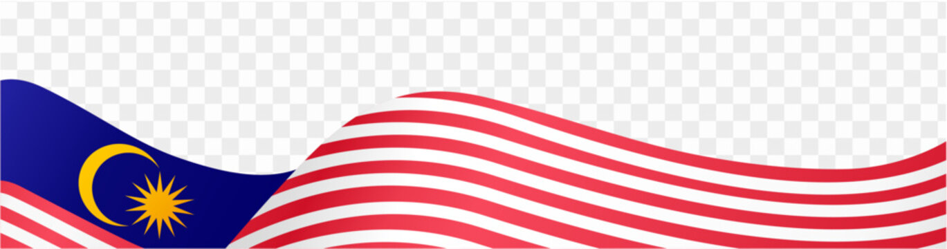 Malaysia  flag wave isolated on png or transparent background. vector illustration.