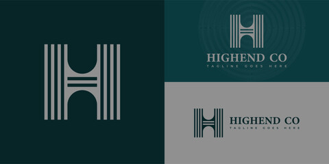 Abstract initial letter H or HH logo in silver color isolated in deep green background applied for property management logo design also suitable for the brand or company that has initial name HH or H